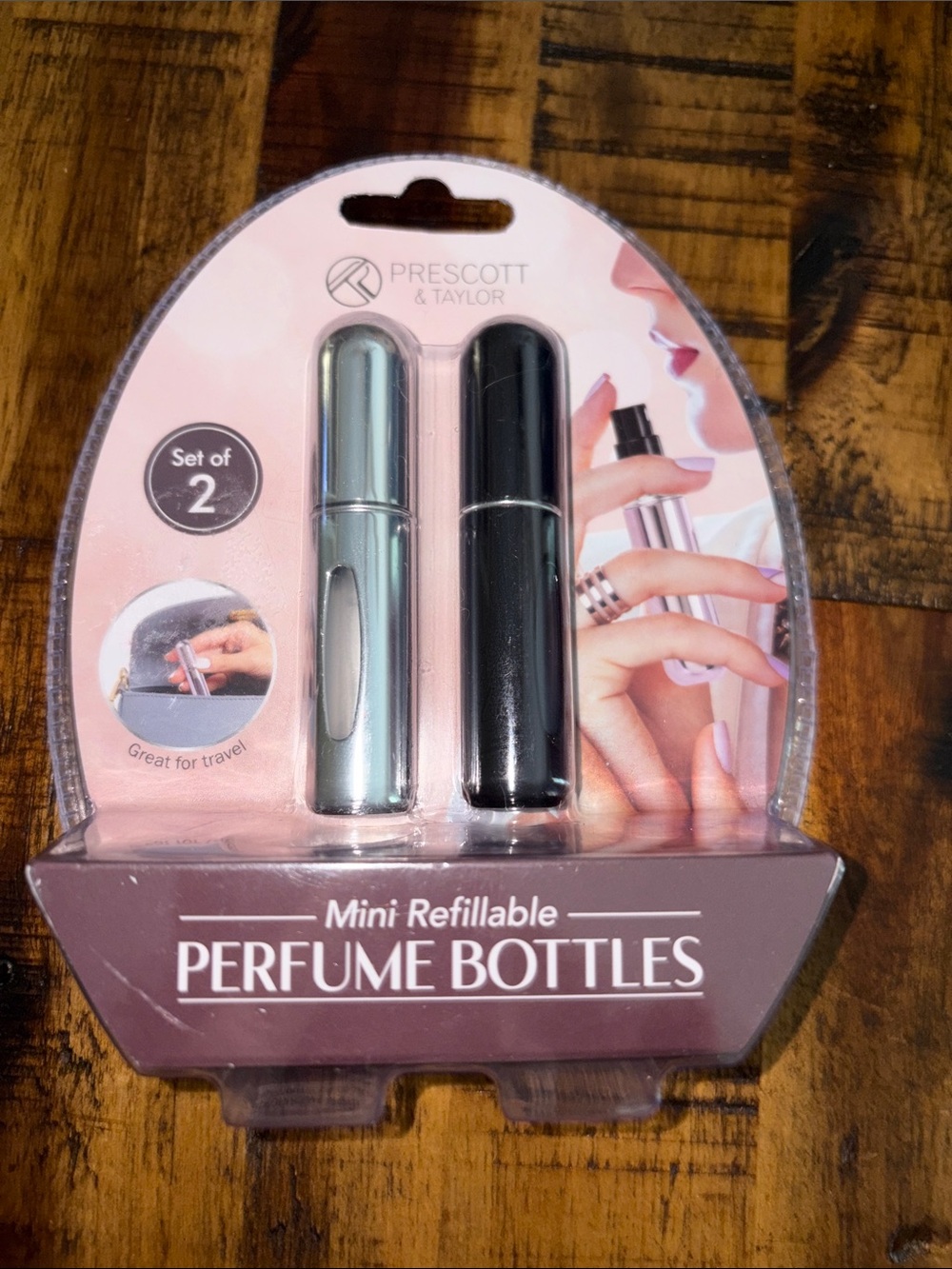 Mini Refillable Perfume Bottles – Silver & Black (Set of 2)